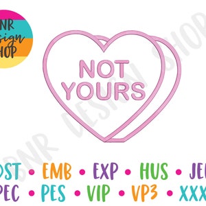 Valentine Embroidery Design, 3 Sizes, Candy Heart Embroidery, Valentine&#39;s Day Embroidery, Embroidery Design, Embroidery Pattern