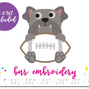 Bulldog Applique Embroidery, Football Embroidery Design, Embroidery Pattern, Embroidery File, Instant Download