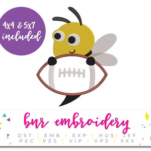 Hornet Applique Embroidery, Yellow Jacket Embroidery, Football Embroidery Design, Embroidery Pattern, Embroidery File