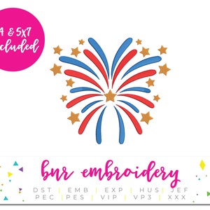 Fourth of July Machine Embroidery Design, Patriotic Embroidery, Embroidery Design, Embroidery Pattern, Embroidery File