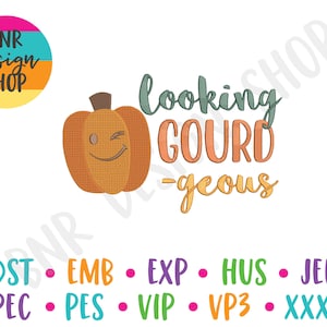 Buscando bordado Geous de calabaza, 3 tamaños, diseño de bordado de máquina de otoño, diseño de bordado, patrón de bordado, archivo de bordado