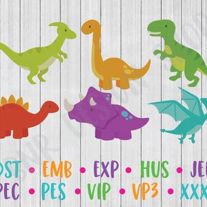 Dinosaur Embroidery Designs, 6 Designs, Dino Embroidery, Embroidery Pattern, Embroidery File
