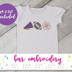 Cheer Embroidery Design, Quick Stitch Sketch Fill Style Cheerleader Machine Embroidery Design for Sports Lovers and Kids