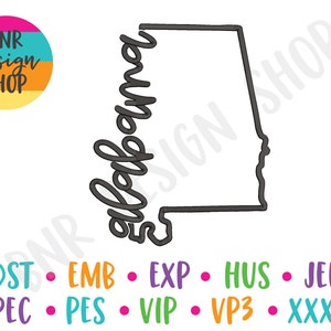 Alabama Embroidery Design, 4 Sizes, Home Embroidery, Embroidery Design, Embroidery Pattern, Embroidery File