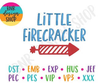 4th of July Embroidery Designs for Kids, Little Firecracker, Patriotic Embroidery Pattern Download, USA Embroidery Designs Kids Embroidery
