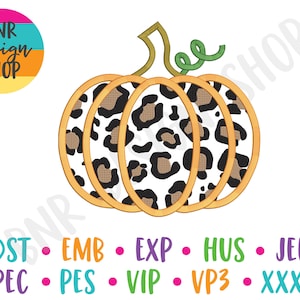 Pumpkin Embroidery Designs for Fall, Fall Embroidery File Trendy, Pumpkin Embroidery File, Leopard Embroidery Design, Leopard Pumpkin