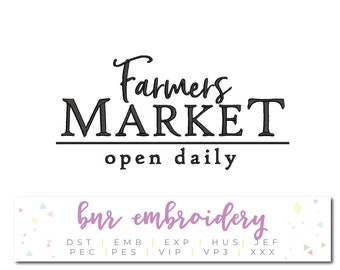 Farmers Market Embroidery Design, Farmhouse Embroidery, Kitchen Embroidery, Embroidery Design, Embroidery Pattern, Embroidery File