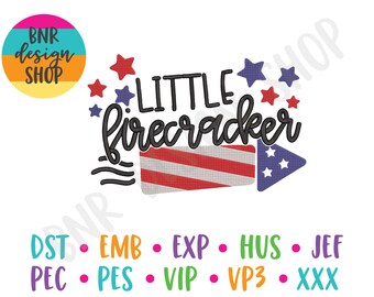4th of July Embroidery, 3 Sizes, Little Firecracker Embroidery, Embroidery Design, Embroidery Pattern, Embroidery File
