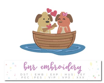 Dog Embroidery Design, Love Embroidery Design, Valentine Embroidery Pattern, Embroidery File, Instant Download