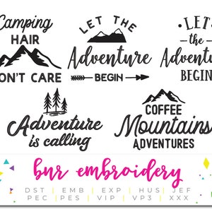 Camping Embroidery Designs, 5 Designs, Adventure Embroidery, Travel Embroidery Design, Embroidery Pattern, Embroidery File