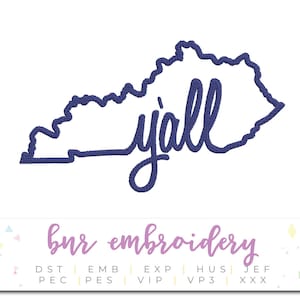 Kentucky Embroidery Design, Y&#39;all Embroidery Design, Embroidery Pattern, Embroidery File, Instant Download