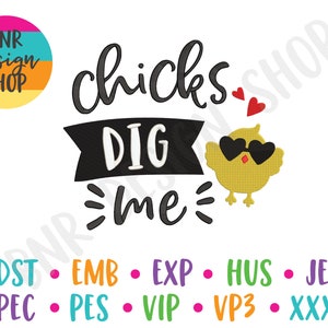 Easter Embroidery Design for Boy, Chicks Dig Me Embroidery, Boys Easter Embroidery Designs for Machine, Easter Embroidery File