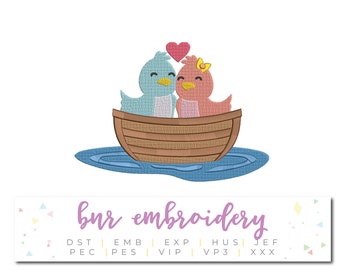 Love Embroidery Design, Bird Embroidery Design, Valentine Embroidery Pattern, Embroidery File, Instant Download