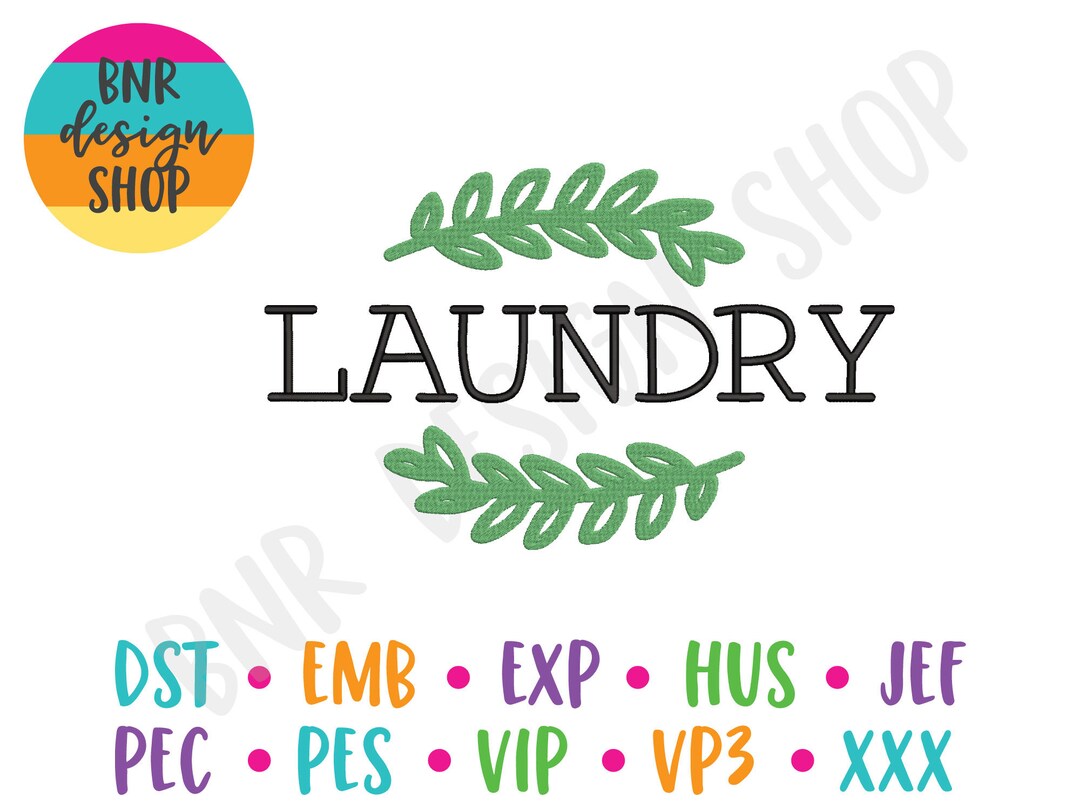 Laundry Embroidery Design 3 Sizes Home Embroidery Farmhouse Etsy