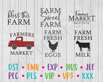 Farm Embroidery Bundle, 6 Designs! Farmhouse Embroidery Design, Home Embroidery, Embroidery Design, Embroidery Pattern, Embroidery File