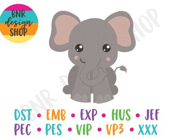 Elephant Embroidery Design for Babies or Kids