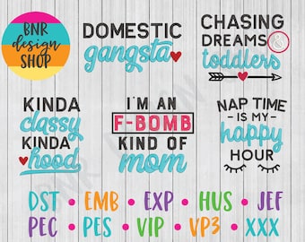 Mom Machine Embroidery Bundle, 5 Designs, Mom Embroidery, Embroidery File, Embroidery Pattern, Machine Embroidery, Instant Download