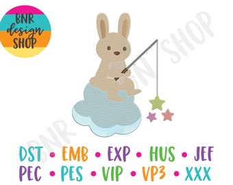 Bunny Embroidery Design, 2 Sizes, Nursery Machine Embroidery Design, Embroidery Pattern, Embroidery File, Instant Download