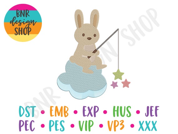 Bunny Embroidery Design, 2 Sizes, Nursery Machine Embroidery Design, Embroidery Pattern, Embroidery File, Instant Download
