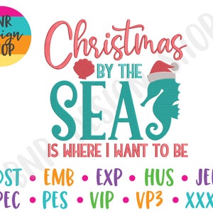 Beach Christmas Embroidery, 2 Sizes, Christmas Machine Embroidery Design, Embroidery Design, Embroidery Pattern, Embroidery File