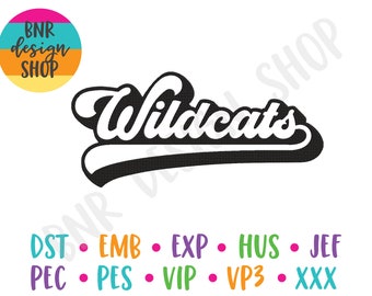 Wildcats Embroidery Design, Sports Embroidery Design, 3 Sizes, Embroidery Design, Embroidery Pattern, Embroidery File, Instant Download
