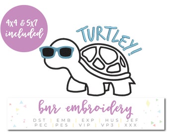 Turtle Embroidery, Animal Embroidery Design, Funny Embroidery Pattern, Embroidery File, Instant Download