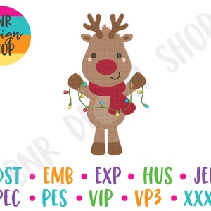 Reindeer Embroidery, 3 Sizes, Christmas Machine Embroidery Design, Embroidery Design, Embroidery Pattern, Embroidery File