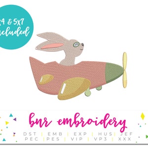 Bunny Embroidery Design, Airplane Embroidery Design, Embroidery Pattern, Embroidery File