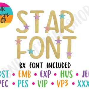 Star Embroidery Font BX Fonts for Embroidery Machine Embroidery Font Pattern Embroidery for Kids