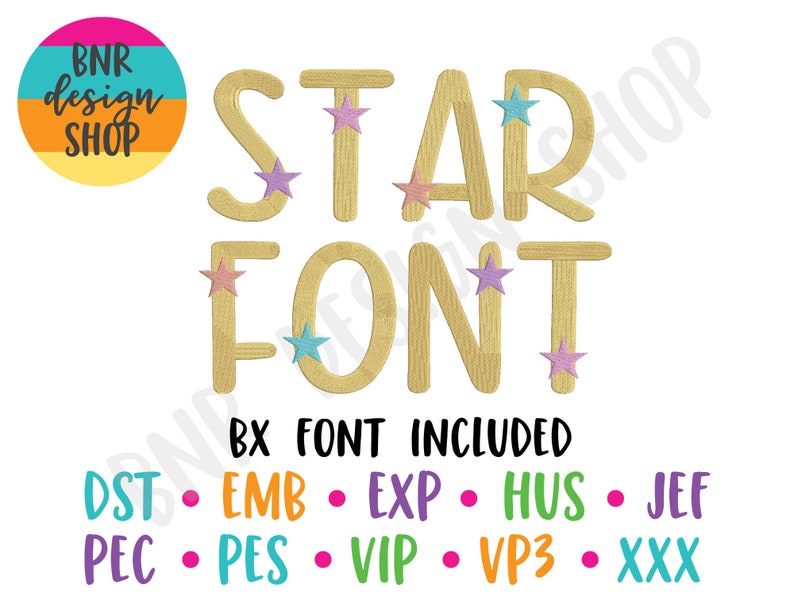 Star Embroidery Font BX Fonts for Embroidery Machine Embroidery Font Pattern Embroidery for Kids