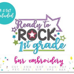 Teacher Embroidery Design, Back to School Embroidery Design, 1st Grade Embroidery Design for First Graders or Teachers