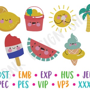Summer Characters Embroidery Bundle, 7 Designs, Summer Embroidery, Machine Embroidery, Embroidery File, Embroidery Pattern, Instant Download