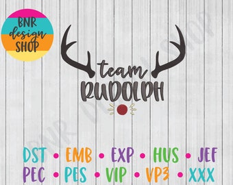 Team Rudolph Embroidery, Christmas Embroidery, Machine Embroidery, Embroidery Design, Embroidery Pattern, Embroidery File