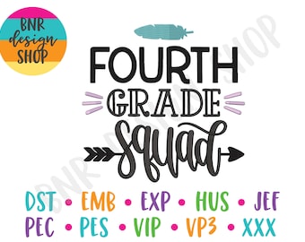 Back to School Embroidery Design, Teacher Embroidery Design, Fourth Grade Embroidery Design, 2 Sizes, Embroidery Design, Embroidery Files
