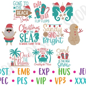 Beach Christmas Embroidery Bundle, 10 Designs, Christmas Machine Embroidery Design, Embroidery Design, Embroidery Pattern, Embroidery File