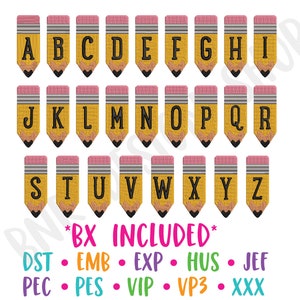 Embroidery Fonts BX, School Embroidery Font, Pencil Font Embroidery Design, Embroidery Fonts PES, Embroidery Alphabet, Teacher Embroidery