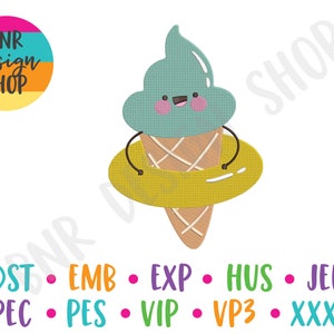 Ice Cream Embroidery Design, Summer Embroidery, Machine Embroidery, Embroidery File, Embroidery Pattern, Instant Download