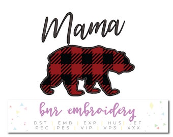 Mama Bear Applique Embroidery Design, Mom Embroidery, Embroidery Design, Embroidery Pattern, Embroidery File