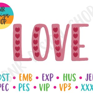 Love Stickdatei, 3 Größen, Valentinstag Stickdatei, Maschinenstickerei, Sofort Download