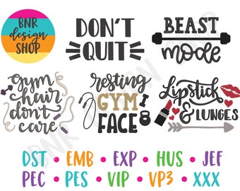 Gym Machine Embroidery Bundle, 5 Designs, Gym Machine Embroidery, Embroidery Design, Embroidery File, Embroidery Pattern, Instant Download