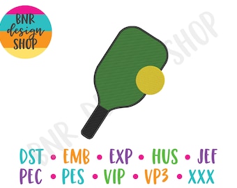 Pickleball Stickmuster für Maschine, Stickdateien Pickleball, Sport Stickmuster, Stickmuster für Hüte, Pickleball