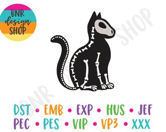 Halloween Embroidery Design, Skeleton Embroidery Design, 3 Sizes, Embroidery Pattern, Embroidery File, Instant Download