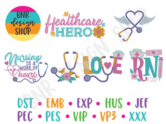 Nurse Embroidery Designs, 6 Designs, Nursing Embroidery Design, Embroidery Pattern, Embroidery File, Instant Download