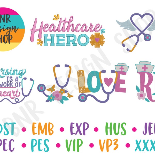 Nurse Embroidery Designs, 6 Designs, Nursing Embroidery Design, Embroidery Pattern, Embroidery File, Instant Download
