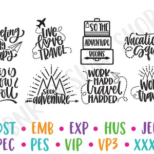 Travel Embroidery Bundle, 8 Designs, Vacation Embroidery, Machine Embroidery, Embroidery Pattern, Embroidery File, Instant Download