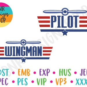 Pilot und Wingman Stickdatei, 3 Größen, Papa und Ich Stickdatei, Stickdatei, Stickdatei, Stickdatei