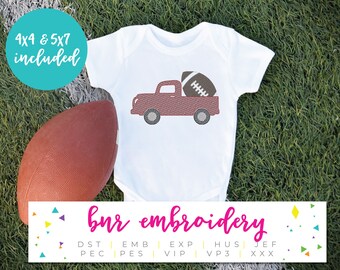 Football Truck Quick Stitch Embroidery Sketch Fill Style Vintage Truck Machine Embroidery Design