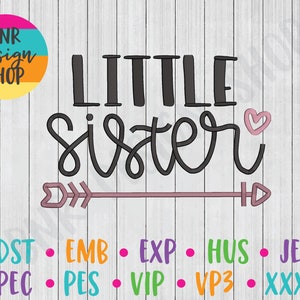 Little Sister Embroidery, 3 Sizes, Sister Machine Embroidery Design, Embroidery Pattern, Embroidery File, Embroidery for Kids