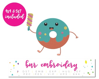 Donut Machine Embroidery, Summer Embroidery Design, Embroidery Pattern, Embroidery File, Instant Download