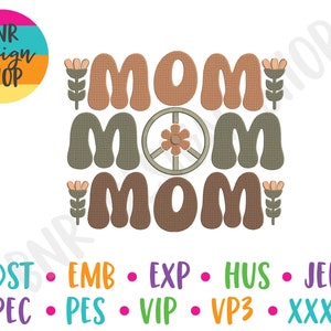 Mom Embroidery Design, 3 Sizes, Retro Embroidery Design, Embroidery Design, Embroidery Pattern, Embroidery File